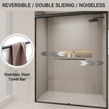 56-60 in. W x 72 in. H Double Sliding Shower Door, Semi-frameless Bypass Bathroom Sliding Door with W1573P239432