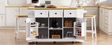 K&K 53inch Large Island with Drop Leaf, Power Outlet, Door Internal Storage Rack, Rolling N707P185531W