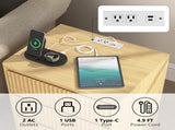 (Set of 2)End Table with Fast USB C Charging Station, Sofa Side Table with 3Drawers, Large Storage W409P414475