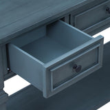 Classic Retro Style Console Table with Three Top Drawers and Open Style Bottom Shelf, Easy Assembly 41543820