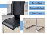 Luxury Simple Arch Chair - Set of 4 Black PU Material High Resilience Dining Chair with Arched Metal W1512P414523