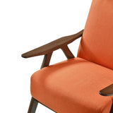 Modern Accent Chair 1pc Orange Fabric Upholstered High-Back Chair Cushion Seat and Back Walnut B011P182667