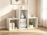 White Geometric Convex Bookshelf, 3-Tier Open Freestanding Display Shelf, Engineered Wood Storage 89319042