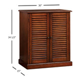 Modern Transitional Design 1pc Shoe Cabinet Oak Finish Adjustable Shelves Louver Design Doors Home B011P191540