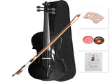 New 4/4 Acoustic Violin Case Bow Rosin Black 67620583
