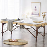 71 x 31 Inch White Massage Bed Warmer Heating Pad with 5 Heat Settings Machine Washable Design 59519668
