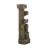 ZNTS 11x13.4x31.5" Rustic Decorative Tree Trunk 5 Tier Water Fountain, with Light Pump, for Indoor W2078138956