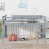 ZNTS Solid Wooden, Rubber Wooden Twin Loft Bed with Ladder, Bed Platform of Strengthened Slats , Grey W504P190928