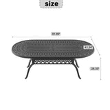 L81.89*W41.34-inch Cast Aluminum Patio Dining Table With Black Frame and Umbrella Hole W1710P166033