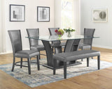 2pc Contemporary Glam Upholstered Dining Side Chair Padded Plush Gray Fabric Upholstery Rich Black B011P151400