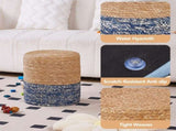 (SKU06286439Ottoman Poof, Natural Seagrass Poufs, Hand Weave Round Footstool, Pouffe Accent 05943599