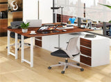 Reversible L-Shaped Desk with Built-in Charging Station, Home Office Desk with Drawers & File 06314956