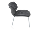 Dark Gray Oil Waxed Leather Dining Chairs with Electroplated Metal Legs, Adjustable Non-Slip Foot W3493P444883