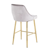 Marcel Contemporary/Glam Counter Stool in Gold Metal and Silver Velvet by LumiSource - Set of 2 B202P221783