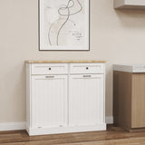Two Drawers and Two-Compartment Tilt-Out Trash Cabinet Kitchen Trash Cabinet-White W282P160454