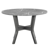 ZNTS Beautiful 5-Pc Round Gray Stone Table Glitter Gray Finish Upholstered Chairs Room Wooden B011P184963