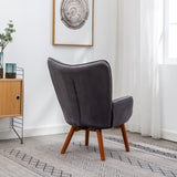 ZNTS Leiria Contemporary Silky Velvet Tufted Accent Chair with Ottoman, Gray T2574P164273