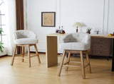 33.25" Swivel Counter Stools Set of 2, Upholstered Counter Height Bar Stools with Solid Rubber Wood WF532109BGE
