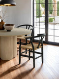 Mid-Century Modern Set of 2pc Side Chairs Rubberwood Black Curved Backrest Dining Room Furniture B2741P312732
