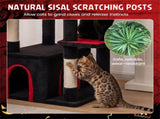 Gothic 5-Level Cat Tree 63" Tall with Sisal Scratching Posts Black Red Cat Tower 42411878
