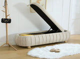 55.12"Wide Upholstered Flip-top Storage Accent Bed Bench, Chenille Footrest Ottoman with Rubberwood W3098P538033