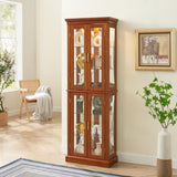 Curio Cabinet Lighted Curio Diapaly Cabinet with Adjustable Shelves and Mirrored Back Panel, W1693P154578