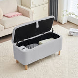 ZNTS Basics Upholstered Storage Ottoman and Entryway Bench GREY W1805137546