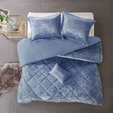 Full/Queen Velvet Duvet Cover Set with Throw Pillow B03596096