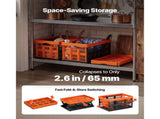 Plastic Collapsible Storage Bins, 45L Set of 6, Stackable Folding Crates with Handles, Supports 33 25036340