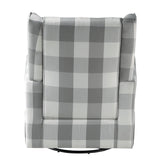 Grey and White Rolled Arm Swivel Chair with Glider B062P186522