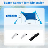 ZNTS 9.8x9.8FT Foldable Beach Canopy Tent Collapsible Shade Sail Sun Protection Windproof Shelter 4 05454215