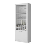 White Bar Cabinet with Wine Storage and Three Shelves B062P193658
