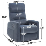 Manual Recliner Chair with Rocker and Swivel in Fabric for Living Room, Blue Grey W3224P289274