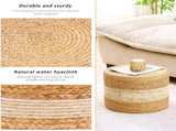 Handmade Woven Foot Stool Natural Water Hyacinth Ottoman for Home Decor & Seating White 43921509