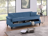 Contemporary Living Room Adjustable Blue Burnt-Out Fabric Couch Plush Storage Couch 1pc Futon B011P163902