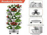 7Tier Vertical Stackable Planter with Rolling Casters, SpaceSaving Stacking Tower with Drainage 80559699