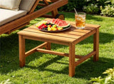 17 Acacia Wood Outdoor Side Table, Square Slatted Patio End Table with Drainage Design, HeavyDuty 86577775