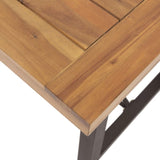 ZNTS Outdoor Acacia Wood Metal Base Dining Table, Teak 57239.00