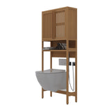 ZNTS Toilet storage rack, independent bathroom, laundry room, space saving, natural color W2207P147171