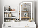 Fashion Vanity Desk with and Lights for Makeup with hair dryer holder and Chair, Vanity 16879326