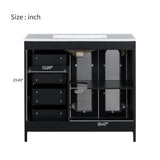 36-inch bathroom vanity with two soft close doors, adjustable shelves and three drawers N729P184710B
