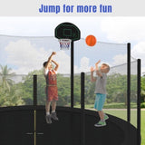 ZNTS 14FT Trampoline for Kids with Safety Enclosure Net, Basketball Hoop and Ladder, Easy Assembly Round 60865523