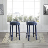AGODY Bar Stools Set of 2, 26" Counter Height, 360&deg Swivel Wooden Barstool with Leather Upholstered W2170P208094