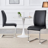 Luxury Simple Arch Chair - Set of 2 Black PU Material High Resilience Dining Chair with Arched Metal W1151P154868