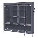 ZNTS 67" Clothes Closet Portable Wardrobe Clothes Storage Rack 12 Shelves 4 Side Pockets Gray 63742682