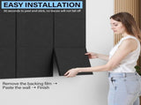 Large Cork Board for Wall 48"x36" Self Adhesive Bulletin Pin Board, 12 Pack Felt Wall Tiles, Black 32891047