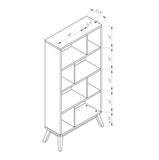 Mid-Century Modern 4 Tier Bookcase, Distressed Gray Bookshelf Display Storage B107131295