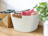 Large White Cotton Rope Decorative Storage Basket, 14 in x 12.5 in 76572843