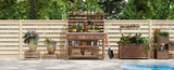 K&K 64.9"H Outdoor Potting Bench Table with Lockable Wheels, Solid Wood Outdoor Kitchen Island with N707P228274Z