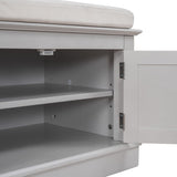 Storage Bench with 4 Doors and Adjustable Shelves, Shoe Bench with Removable Cushion for Living 19070273